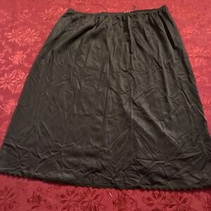 Shadow Line Slip Half 1/2 Women's Xl Black 26in nylon Lace Trim Long Side Slits